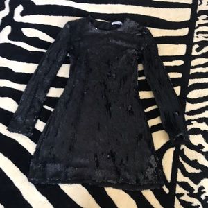 Sequined black mini dress long sleeve